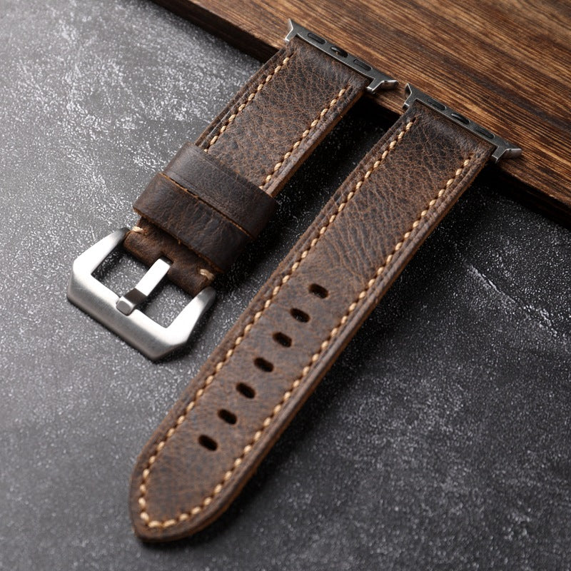 Cinturino artigianale in pelle bovina pieno fiore per Apple Watch | Lersk
