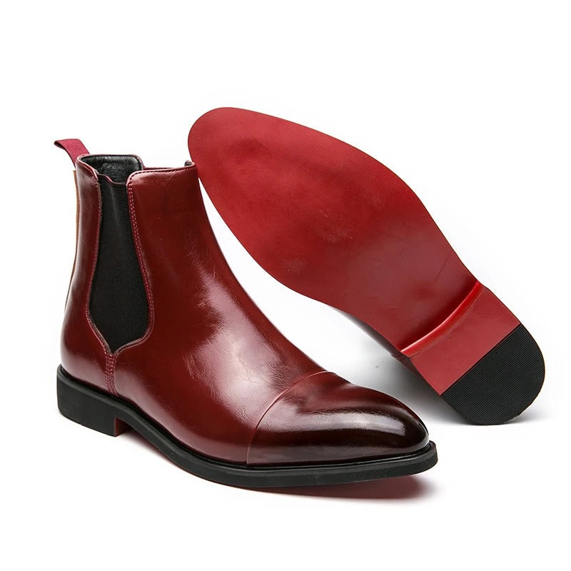 Vairox Crimson Chelsea Boots Genuine Leather Red Sole | Lersk