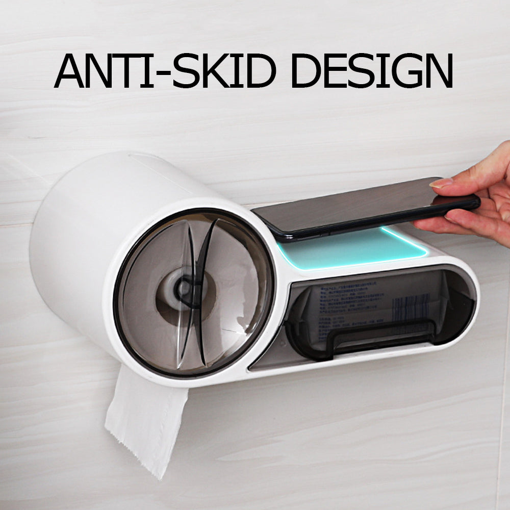 Porte-papier toilette autocollant étanche avec rangement supplémentaire pour petites salles de bains | Lersk