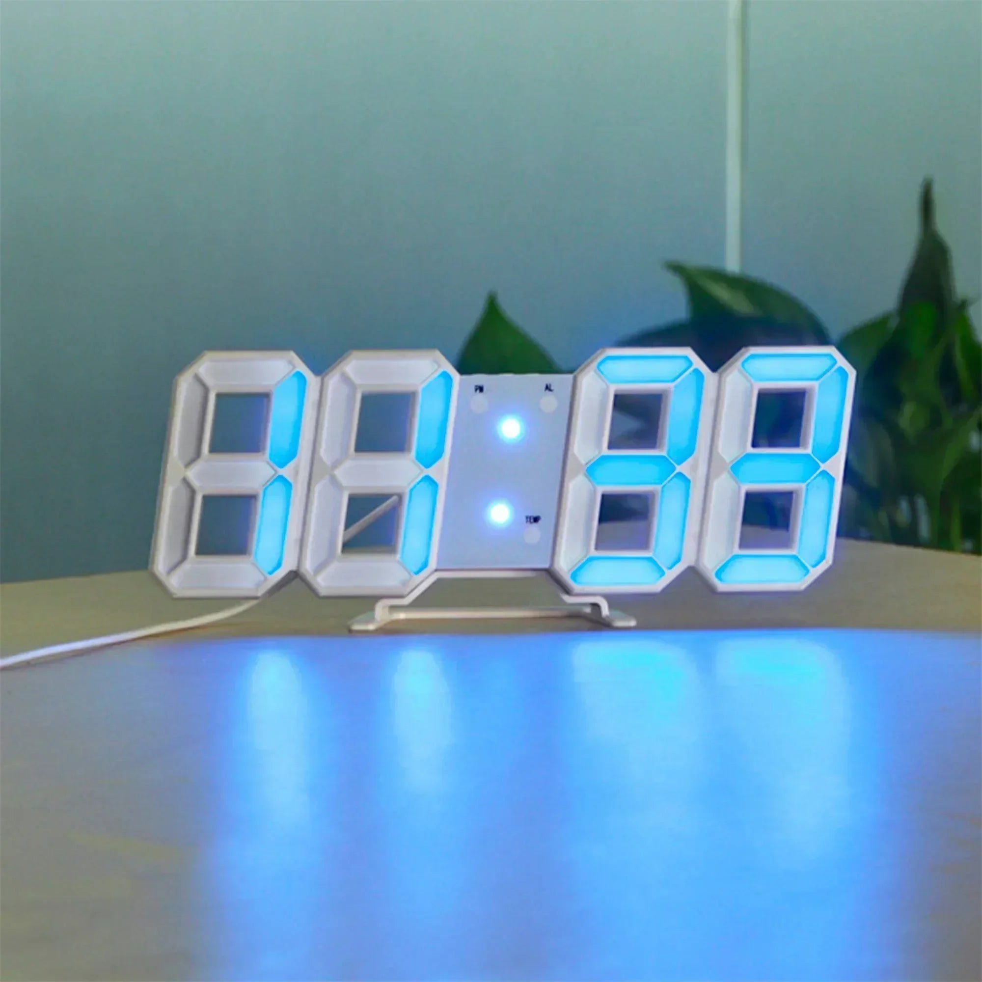 ساعة حائط رقمية ثلاثية الأبعاد LED بتصميم عصري، وظيفة تعتيم، ورؤية مثالية | Lersk
