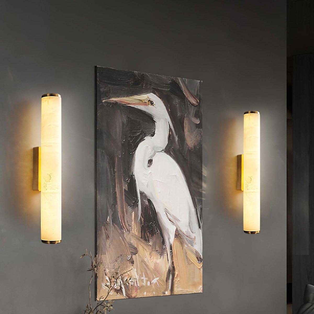 LED-Wandleuchte mit Alabaster-Röhrendesign, 1 Licht | Lersk