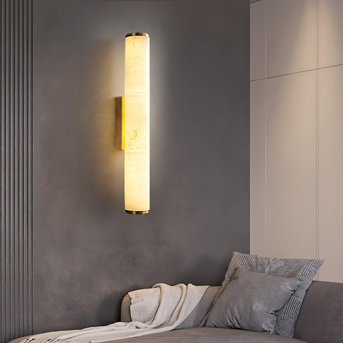LED-Wandleuchte mit Alabaster-Röhrendesign, 1 Licht | Lersk