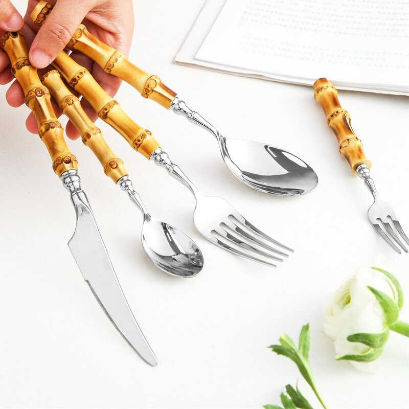 Premium Eco Bamboo and Stainless Steel Cutlery Set Deluxe | Lersk