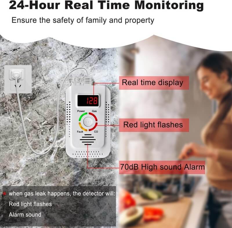 Home Dual Detector for Natural Gas Leak and Carbon Monoxide | Lersk