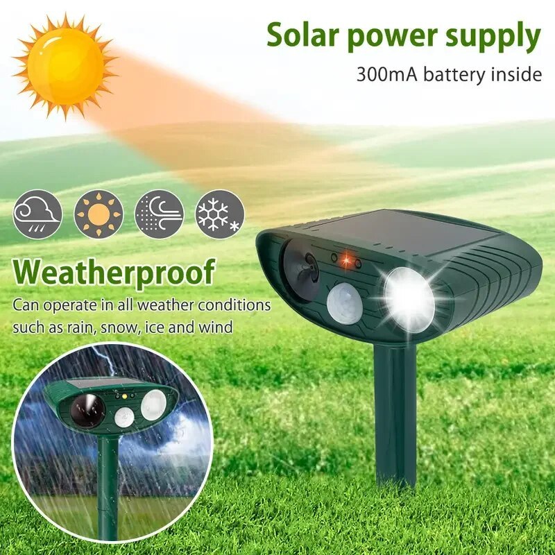 Solar Ultrasonic Animal Repellent For Foxes, Cats, Birds | Lersk