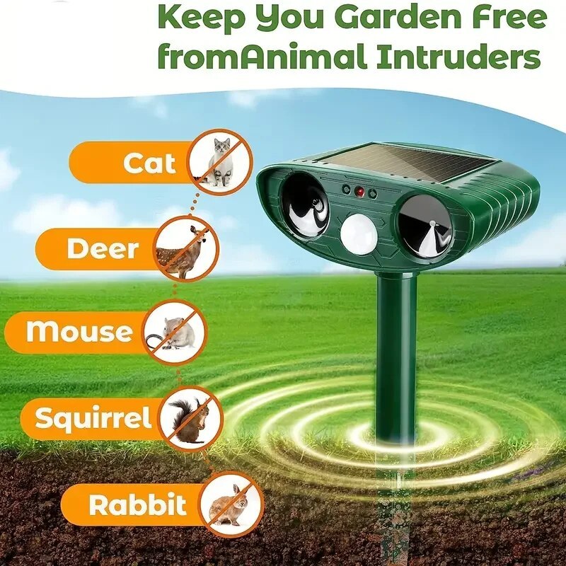 Solar Ultrasonic Animal Repellent For Foxes, Cats, Birds | Lersk