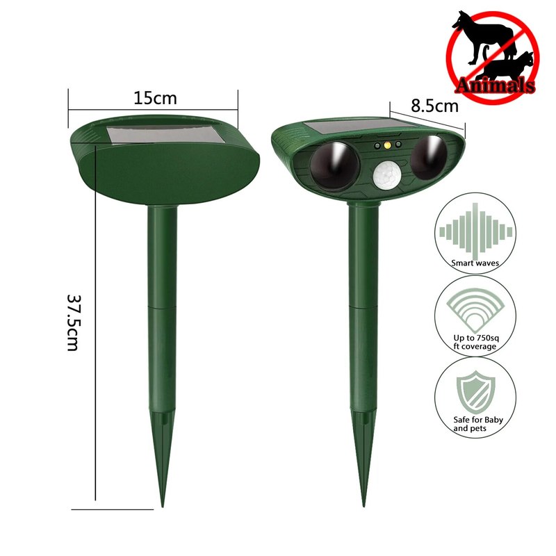 Solar Ultrasonic Animal Repellent For Foxes, Cats, Birds | Lersk