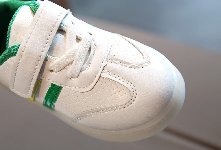 LED-lys børnesneaker med fleksibel sål og velcrolukning, polstret skridsikkert design | Lersk