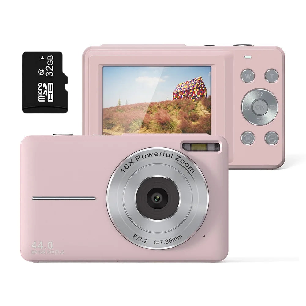 Fotocamera Vlogging Compatta Ricaricabile 44MP 1080P Zoom 16X | Lersk