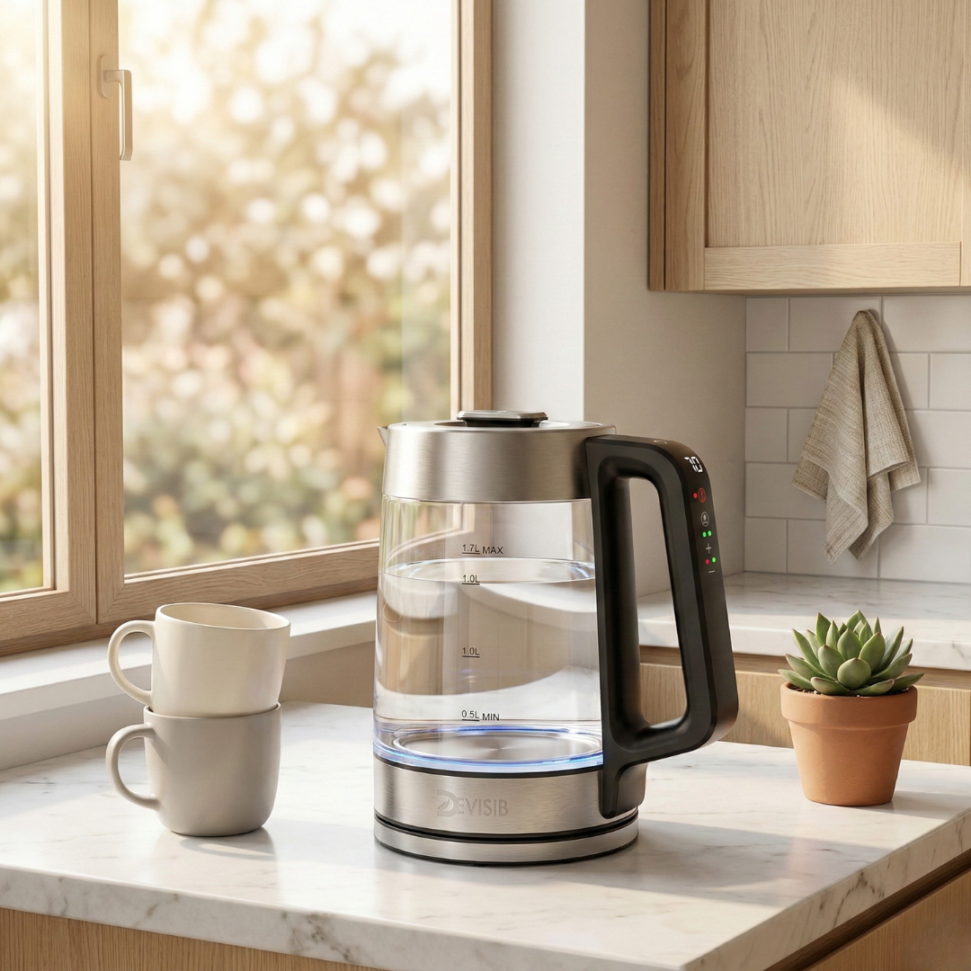 Intelligenter Glas-Elektrowasserkocher mit klarem Digitaldisplay | Lersk