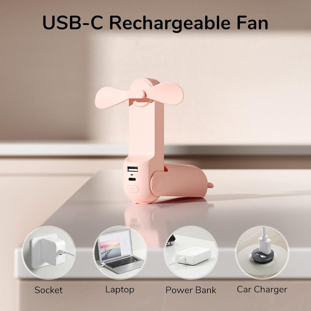 ZephyrGo 3 In 1 Travel Mini Fan With LED Light And USB Power | Lersk