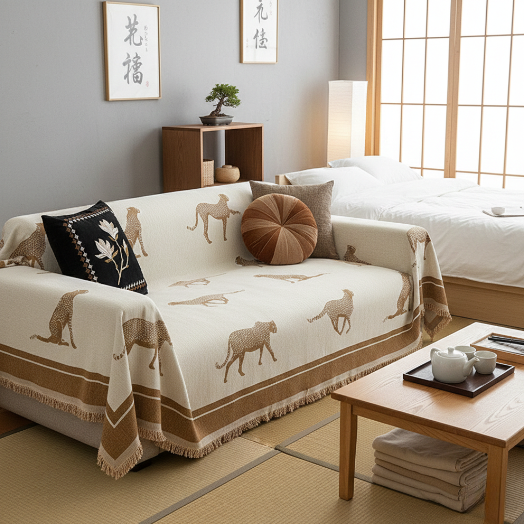 Gemusterter Sofabezug für Haustiere mit Safari-inspiriertem Gepard-Design | Lersk