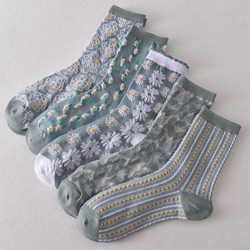Damen Baumwollsocken mit Blumenmuster, 10 Paar, für den Alltag und Freizeitoutfits | Lersk