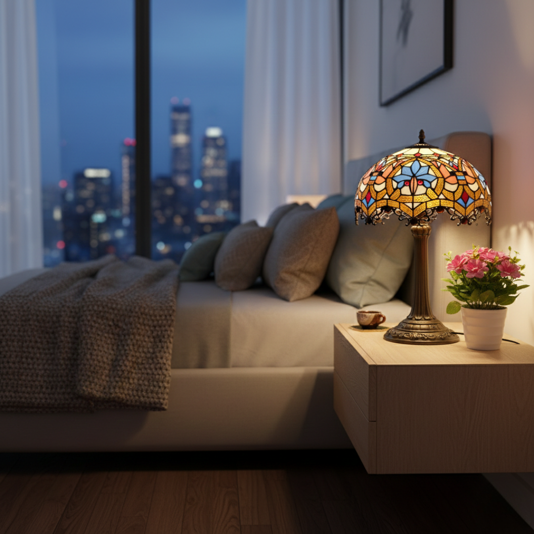 Lampada da tavolo vintage in vetro colorato per illuminazione elegante della casa | Lersk