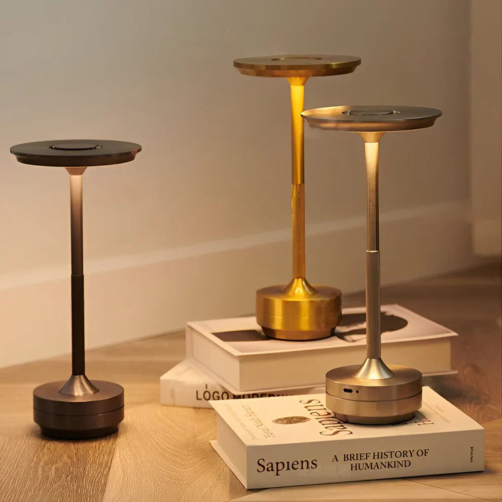 Rechargeable Cordless LED Table Lamp With Touch Dimmer And Modern Metal Design | Lersk