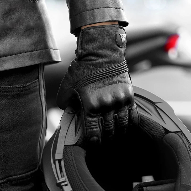 VeloGuard kožené motocyklové rukavice, kompatibilní s dotykovou obrazovkou, teplé a odolné | Lersk