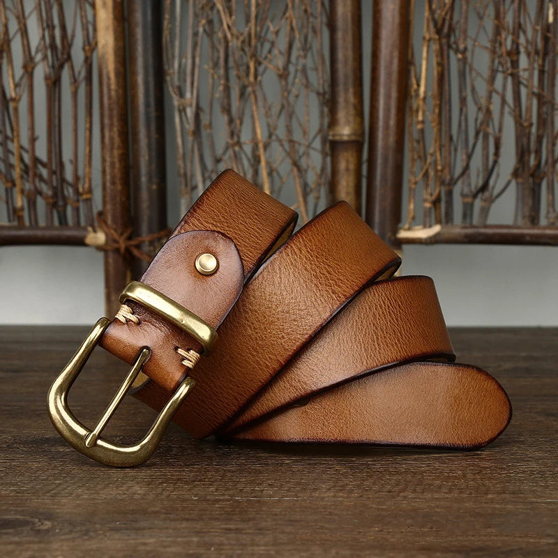 Torin Full-Grain Leather Belt With Brass Buckle Everyday | Lersk