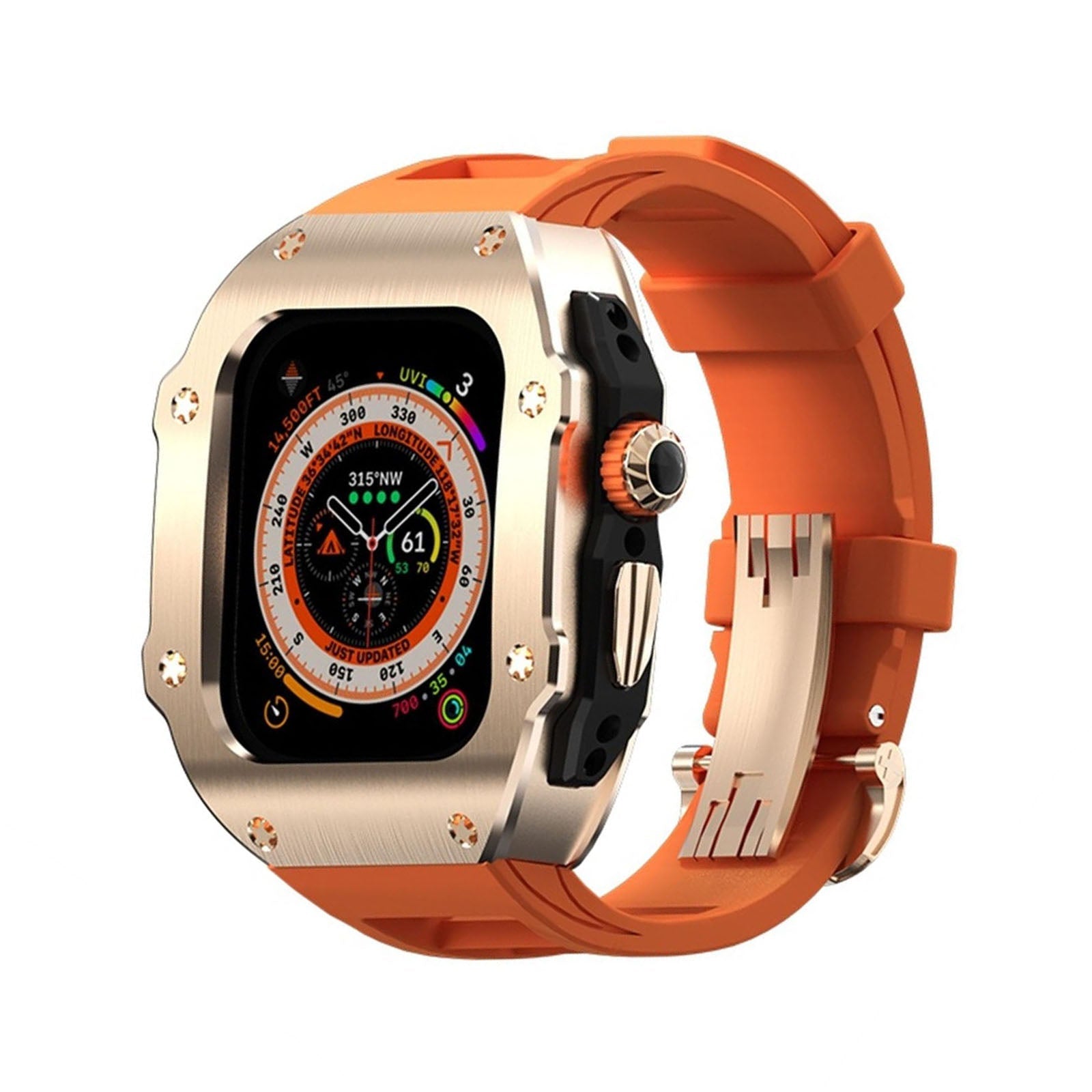 Ravelle Series | Fluororubber Band & Stainless Steel Case for Apple Watch Ultra | Lersk