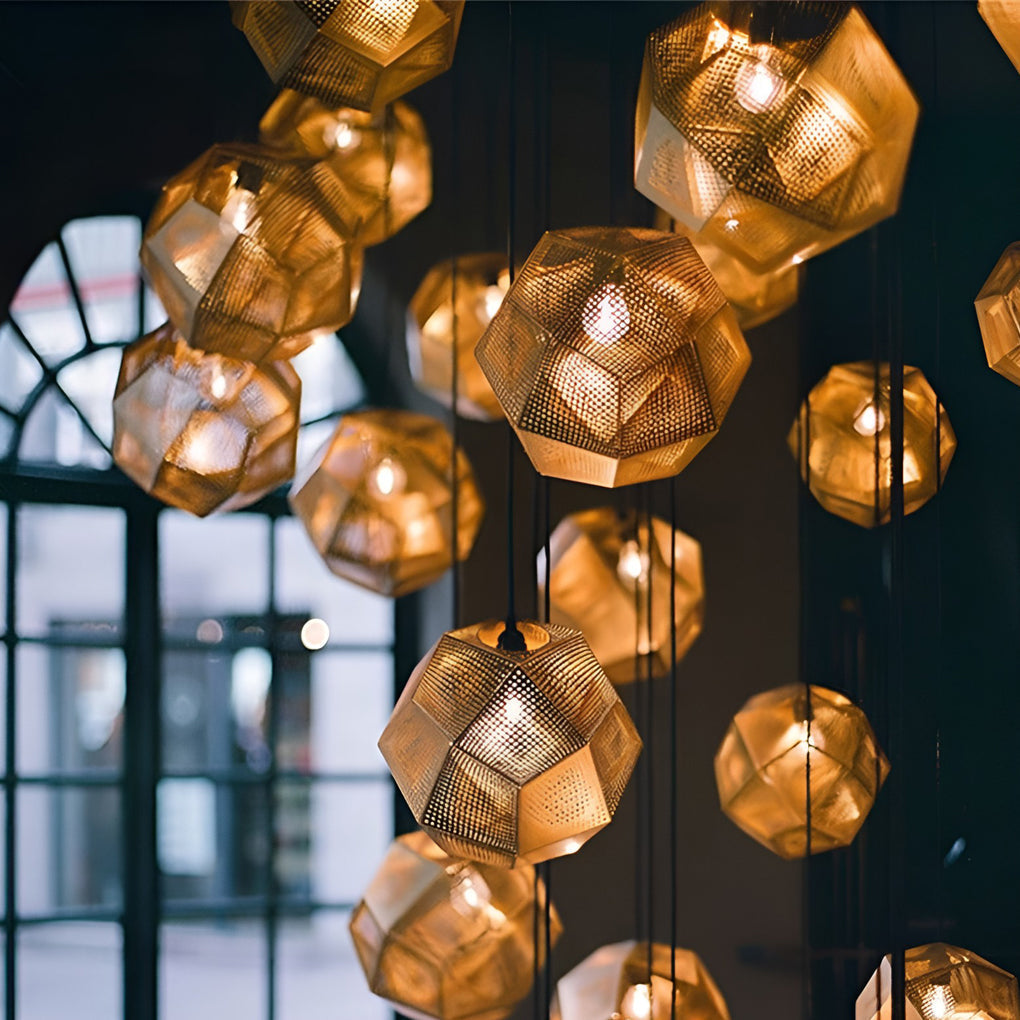 Lumenara Geometric Round Pendant Lamp in Electrolytic Metal | Lersk