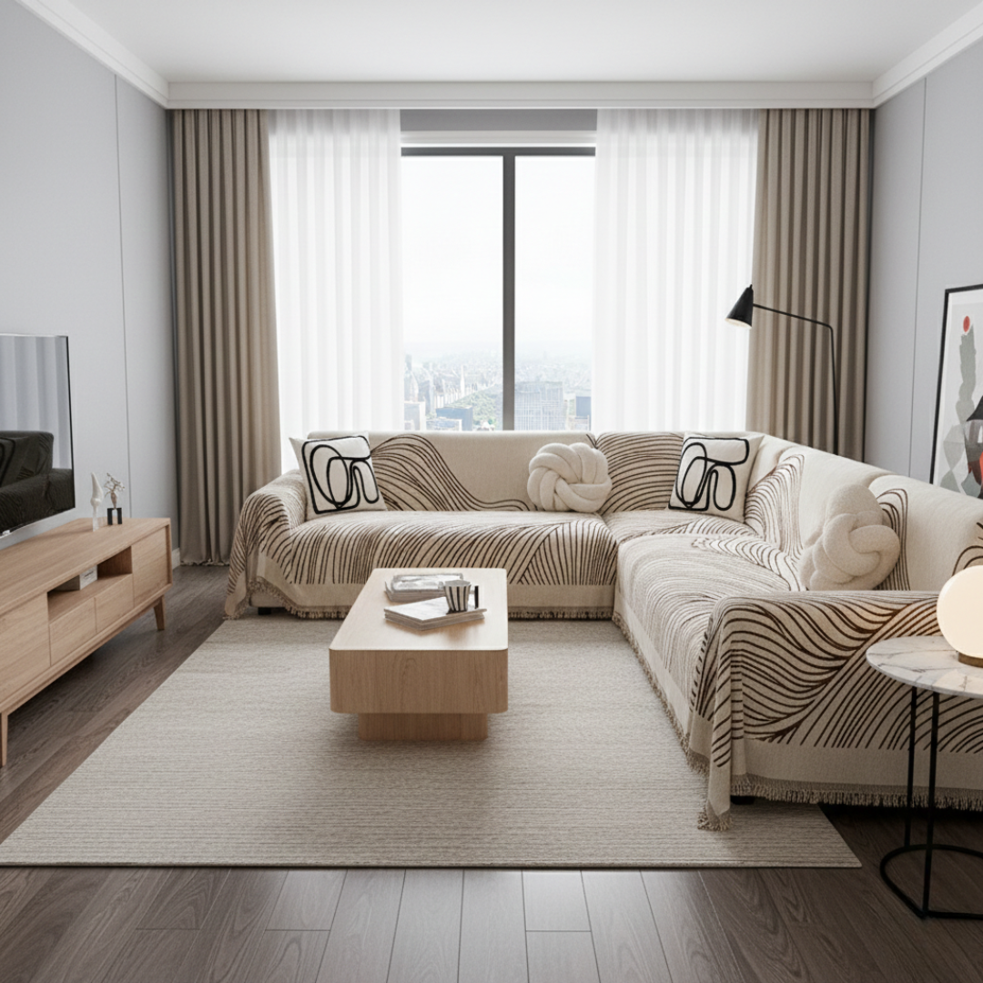 Copertura per Divano Jacquard Reversibile per Spazi di Vita Quotidiana | Lersk