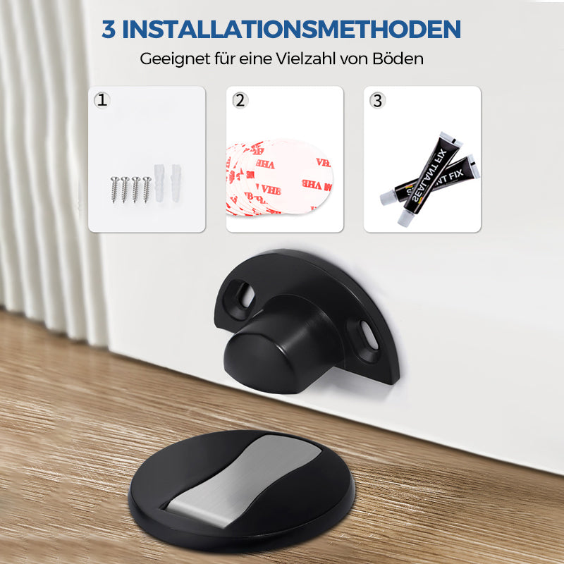 Invisible Magnetic Door Stop In Stainless Steel With Magnetic Catch And Mounting Plate | Lersk