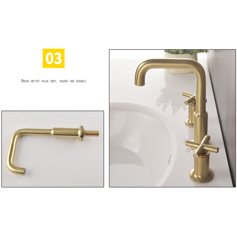 Brushed Gold Widespread Waterfall Faucet for Three-Hole Bathroom Sink | Lersk