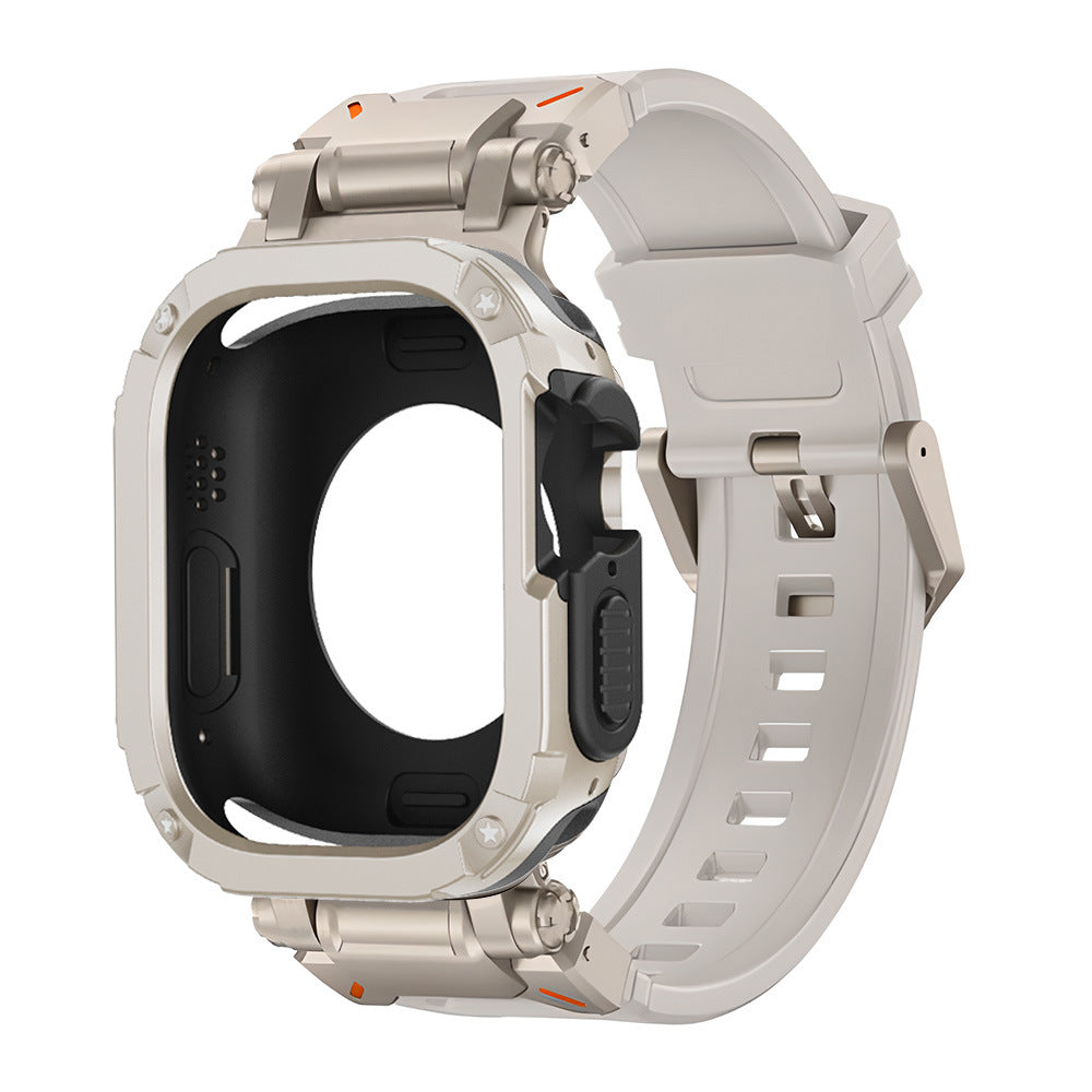 Pulseira tática em borracha fluoro RavenTac + capa 2 em 1 TPU/PC para Apple Watch | Lersk