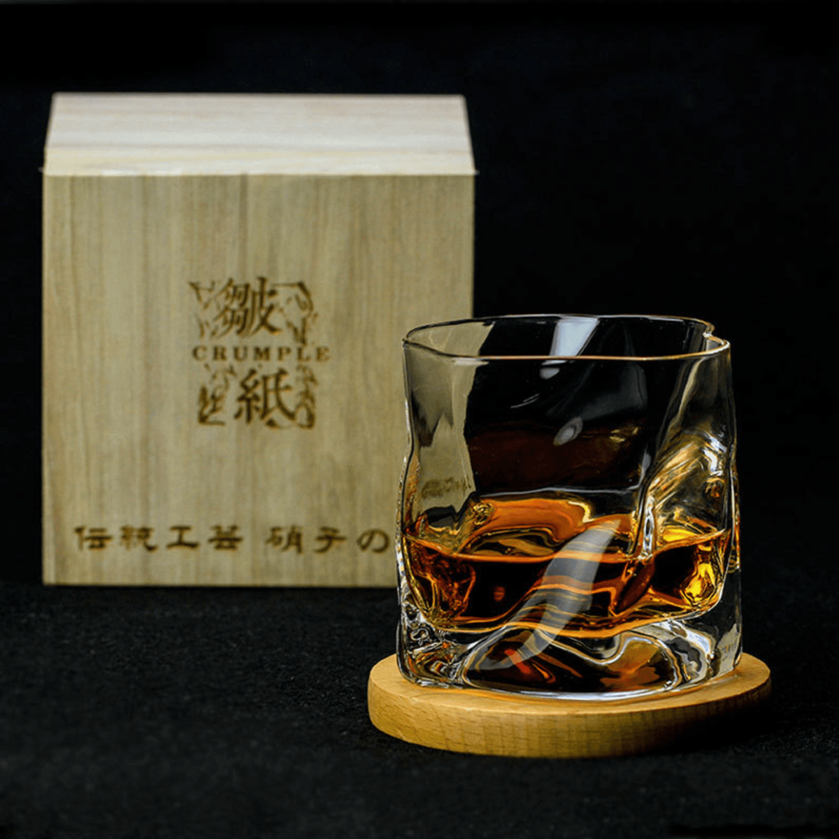 Kairo Glassworks Edo Kiriko Crumple Whisky Glass Artisan