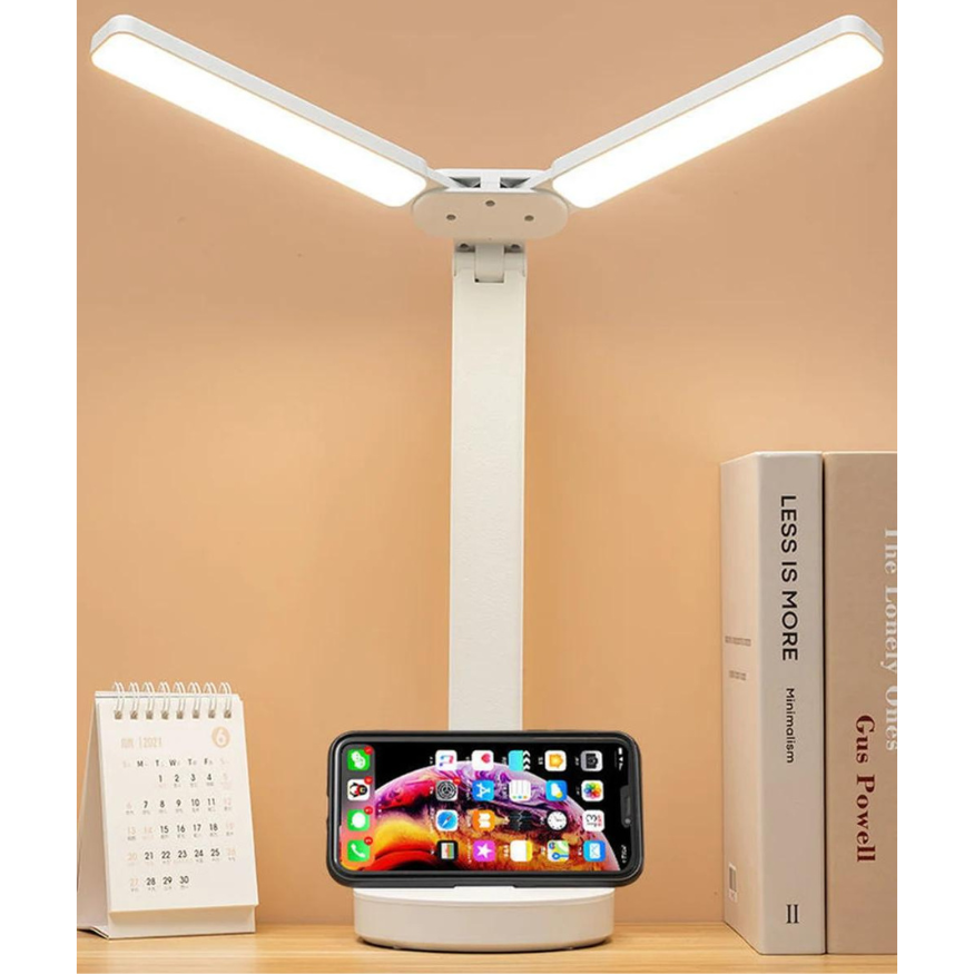 Dobíjecí nastavitelná čtecí lampa s telefonním stolkem, stmívatelné osvětlení pro použití na stole, kompaktní a všestranná | Lersk