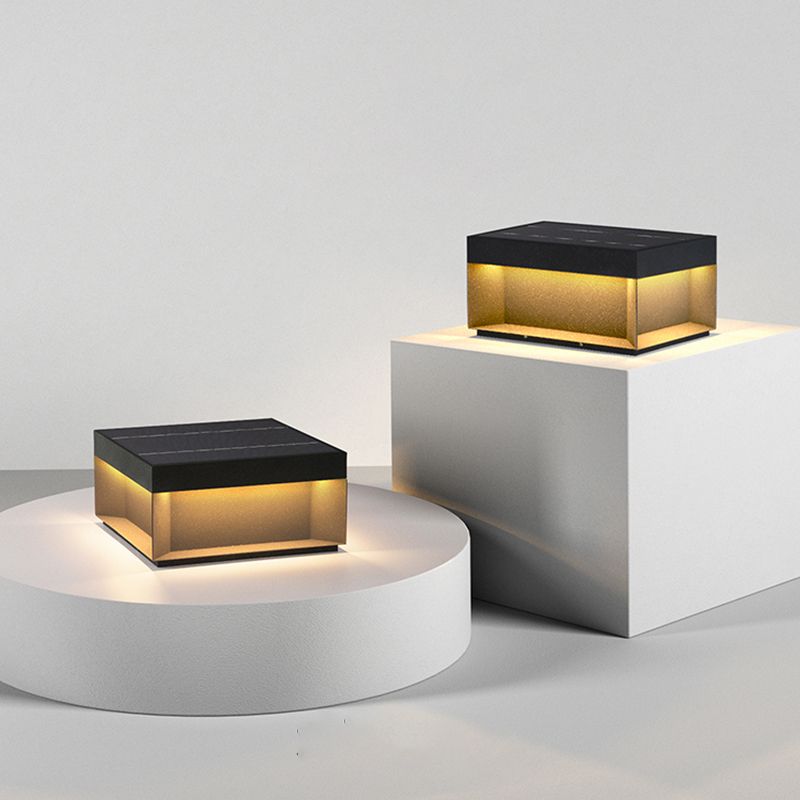 Aureon Solar Post Lights Modern Square Outdoor Patio | Lersk