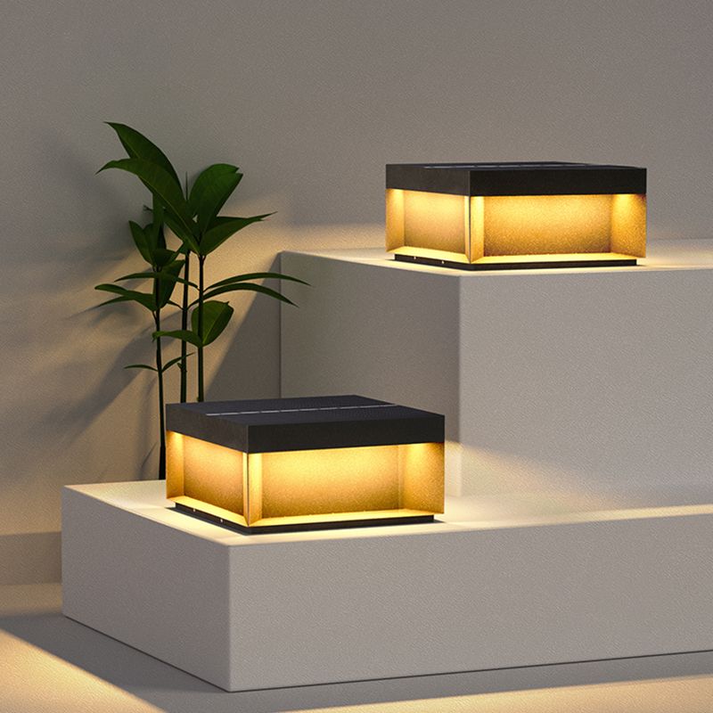 Aureon Solar Post Lights Modern Square Outdoor Patio | Lersk