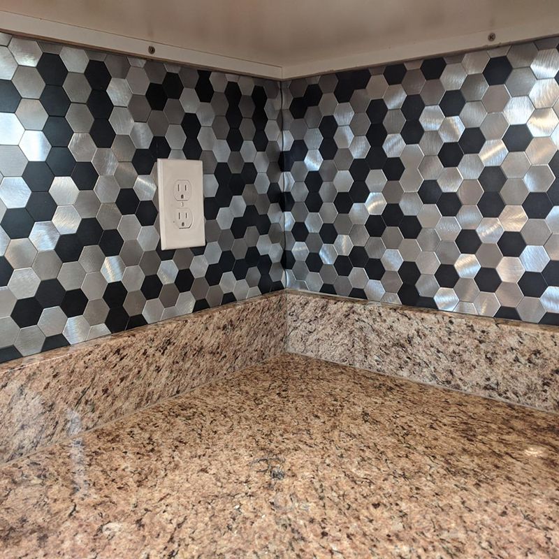 Azulejo Mosaico Metálico Moderno Autocolante Hexágono e Azulejo Metro para Interiores Modernos | Lersk