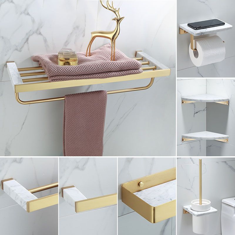 Polished Brass Bathroom Accessory Set Featuring Marble Hardware For Coordinated Bath Decor | Lersk