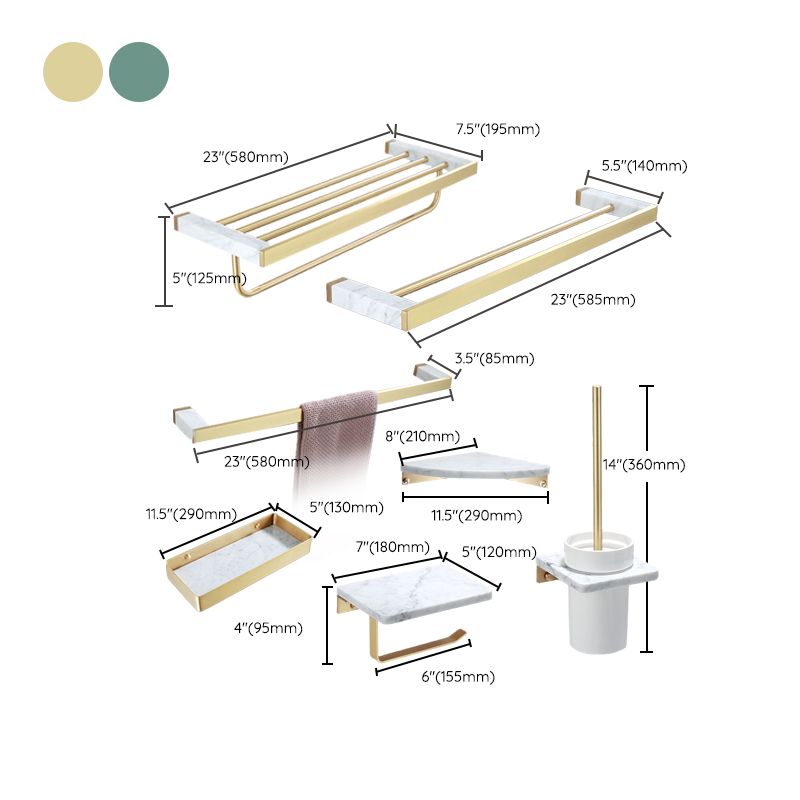 Polished Brass Bathroom Accessory Set Featuring Marble Hardware For Coordinated Bath Decor | Lersk
