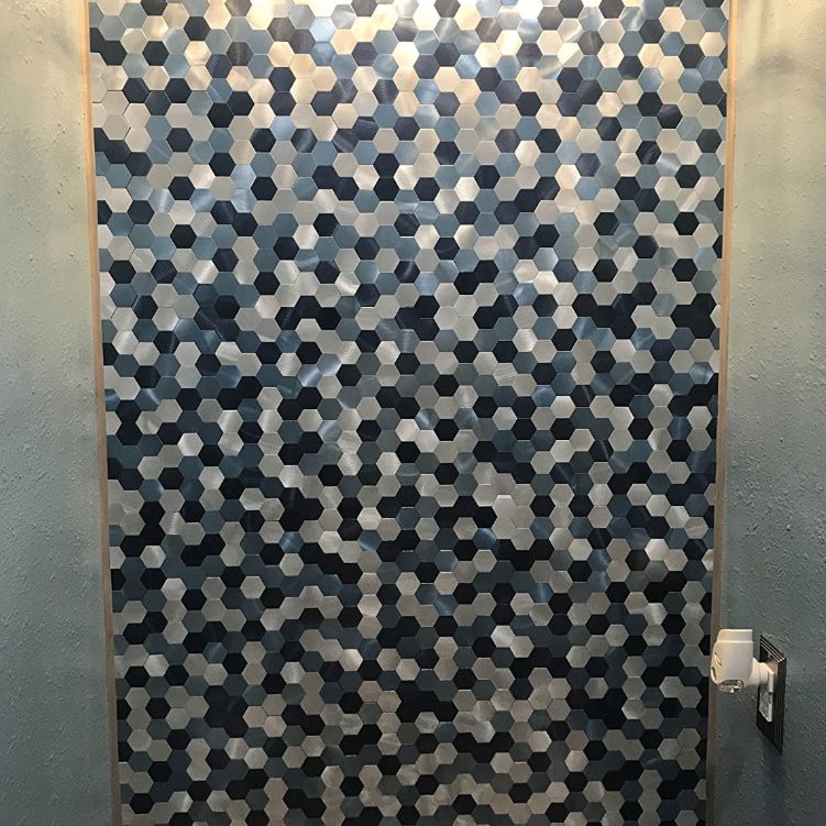 Azulejo Mosaico Metálico Moderno Autocolante Hexágono e Azulejo Metro para Interiores Modernos | Lersk