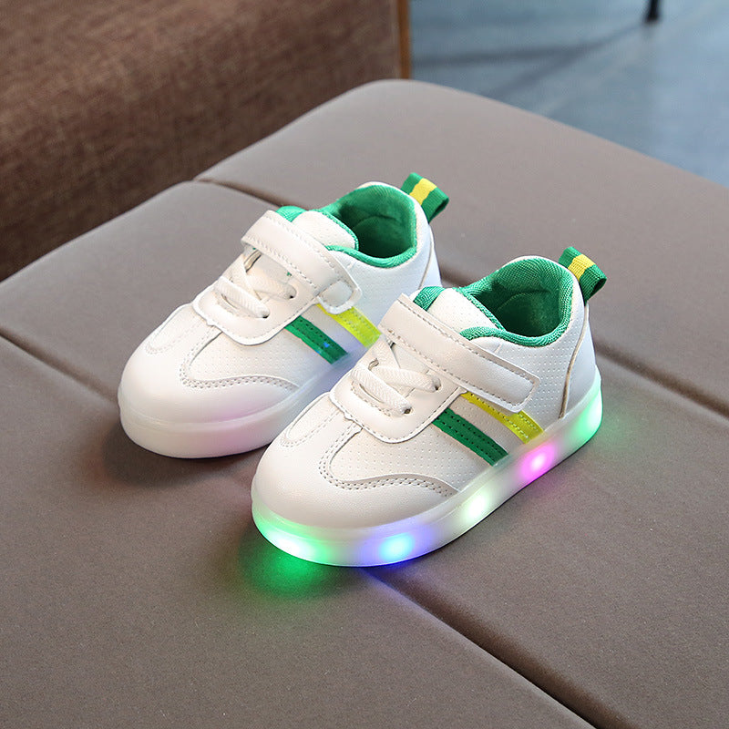 LED-lys børnesneaker med fleksibel sål og velcrolukning, polstret skridsikkert design | Lersk