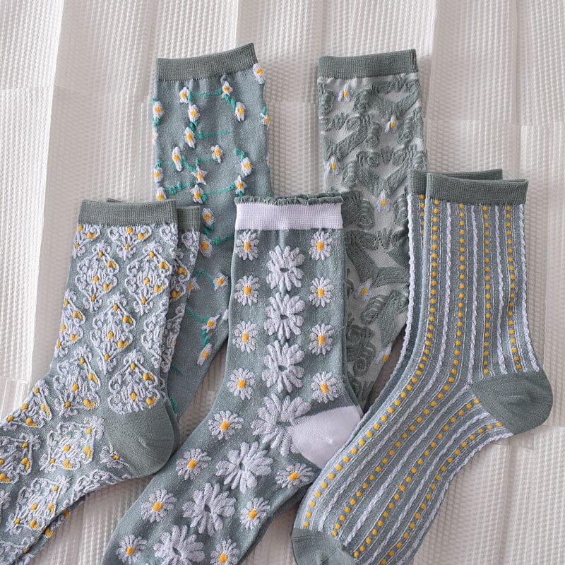 Damen Baumwollsocken mit Blumenmuster, 10 Paar, für den Alltag und Freizeitoutfits | Lersk