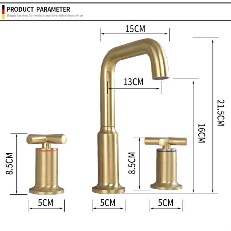 Brushed Gold Widespread Waterfall Faucet for Three-Hole Bathroom Sink | Lersk