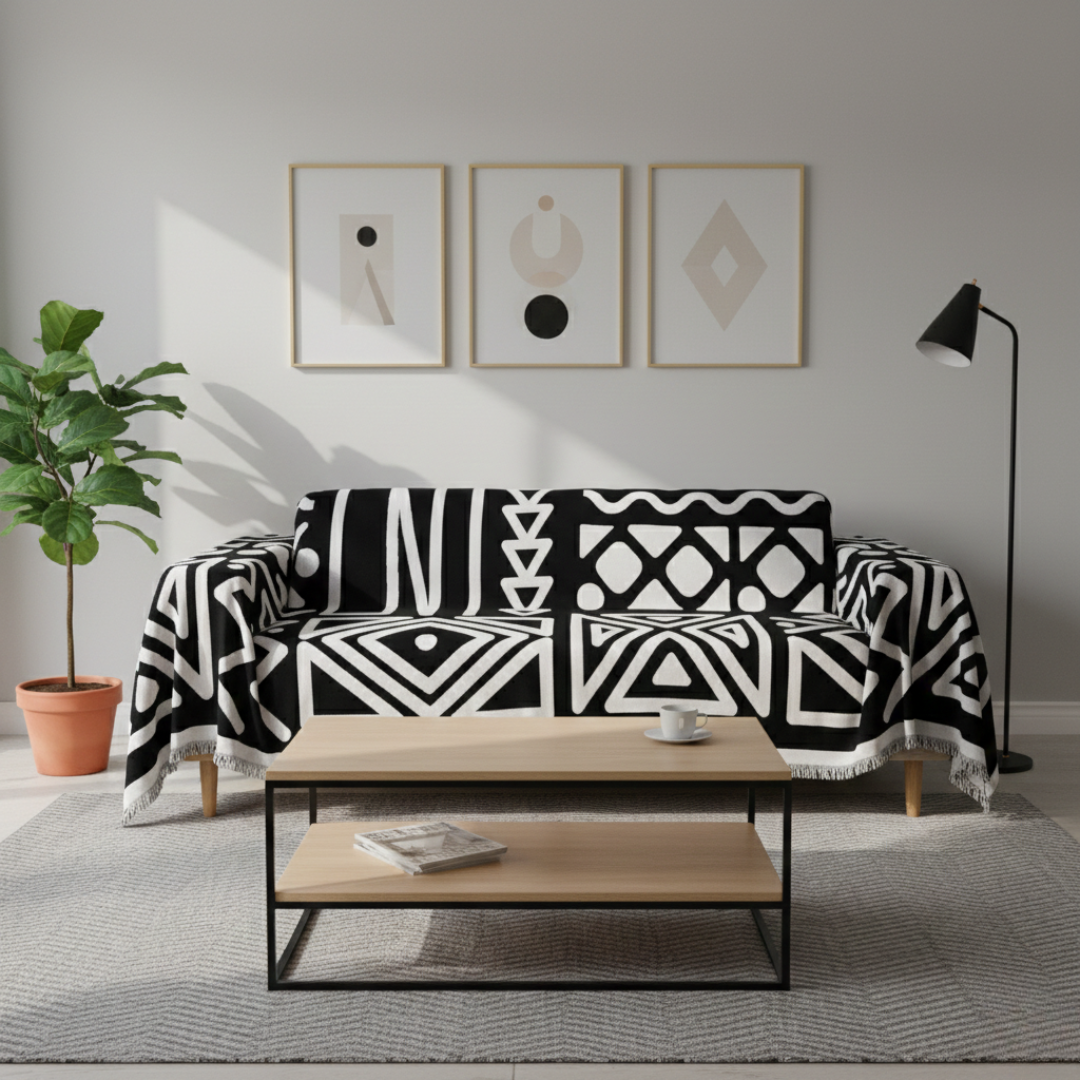 Geometrischer Boho-Stil waschbarer rutschfester Sofabezug | Lersk