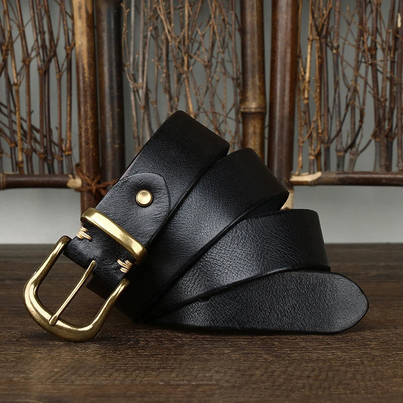 Torin Full-Grain Leather Belt With Brass Buckle Everyday | Lersk