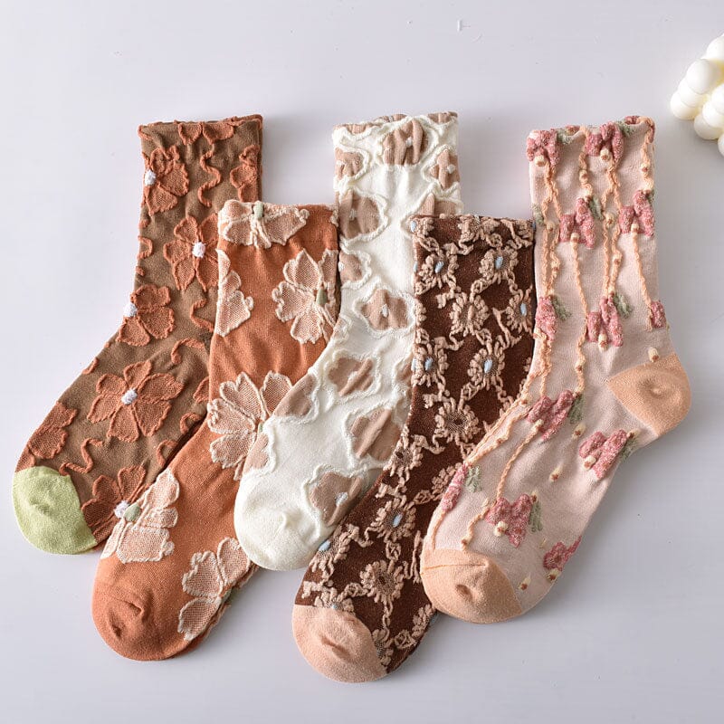 Damen Baumwollsocken mit Blumenmuster, 10 Paar, für den Alltag und Freizeitoutfits | Lersk