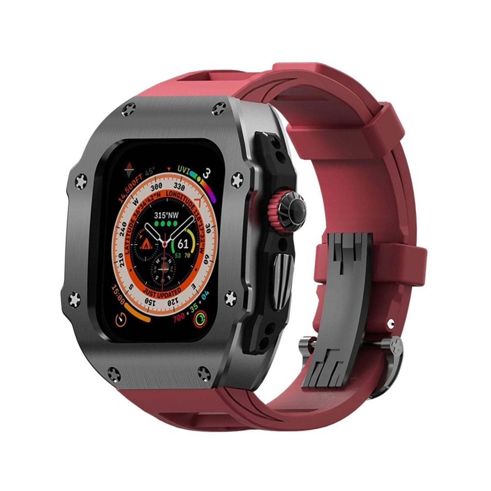 Kirell Arc Serie Cassa in Acciaio Inossidabile con Cinturino in Gomma Fluoro per Apple Watch Ultra | Lersk