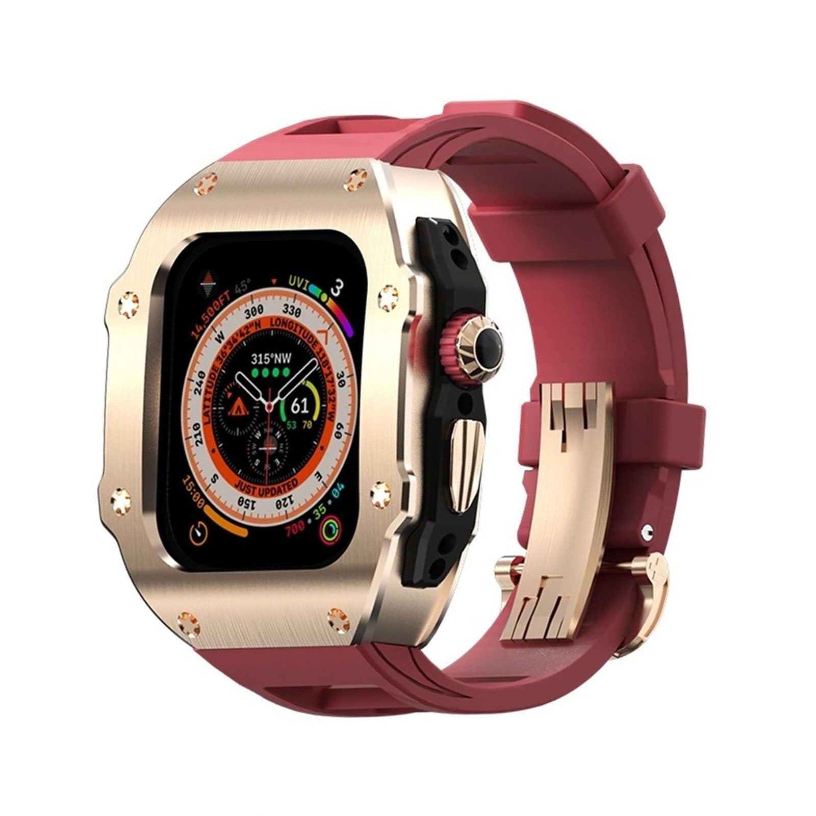 Ravelle Series | Fluororubber Band & Stainless Steel Case for Apple Watch Ultra | Lersk