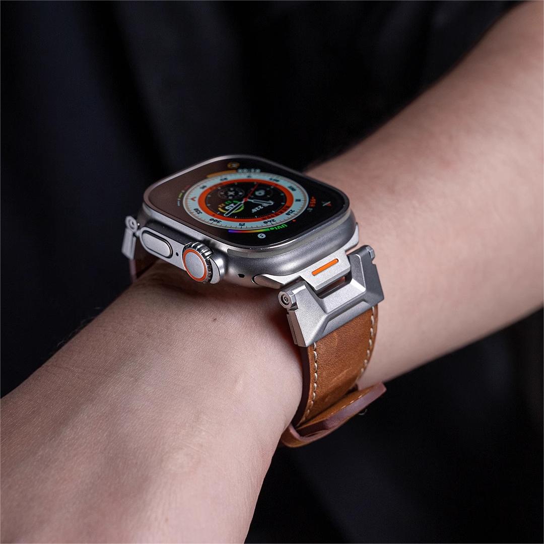 RoveNova Fluoro Rubber And Leather Strap For Apple Watch | Lersk
