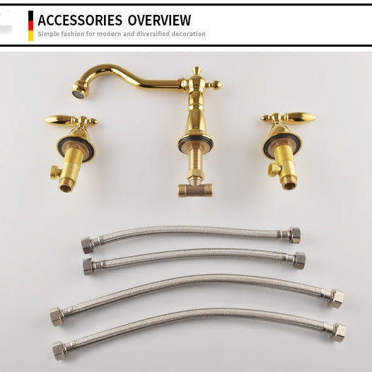 Marcelli Vintage Brass Double-Handle Bathroom Faucet for 3-Hole Sink | Lersk