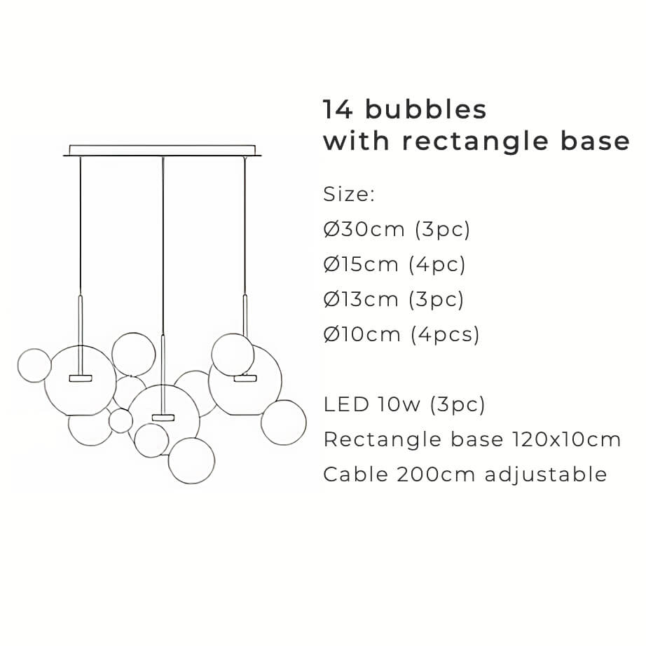 Greve Chandelier Snow White Glass Spheres Matte or Crystal Clear for Nordic Decor | Lersk