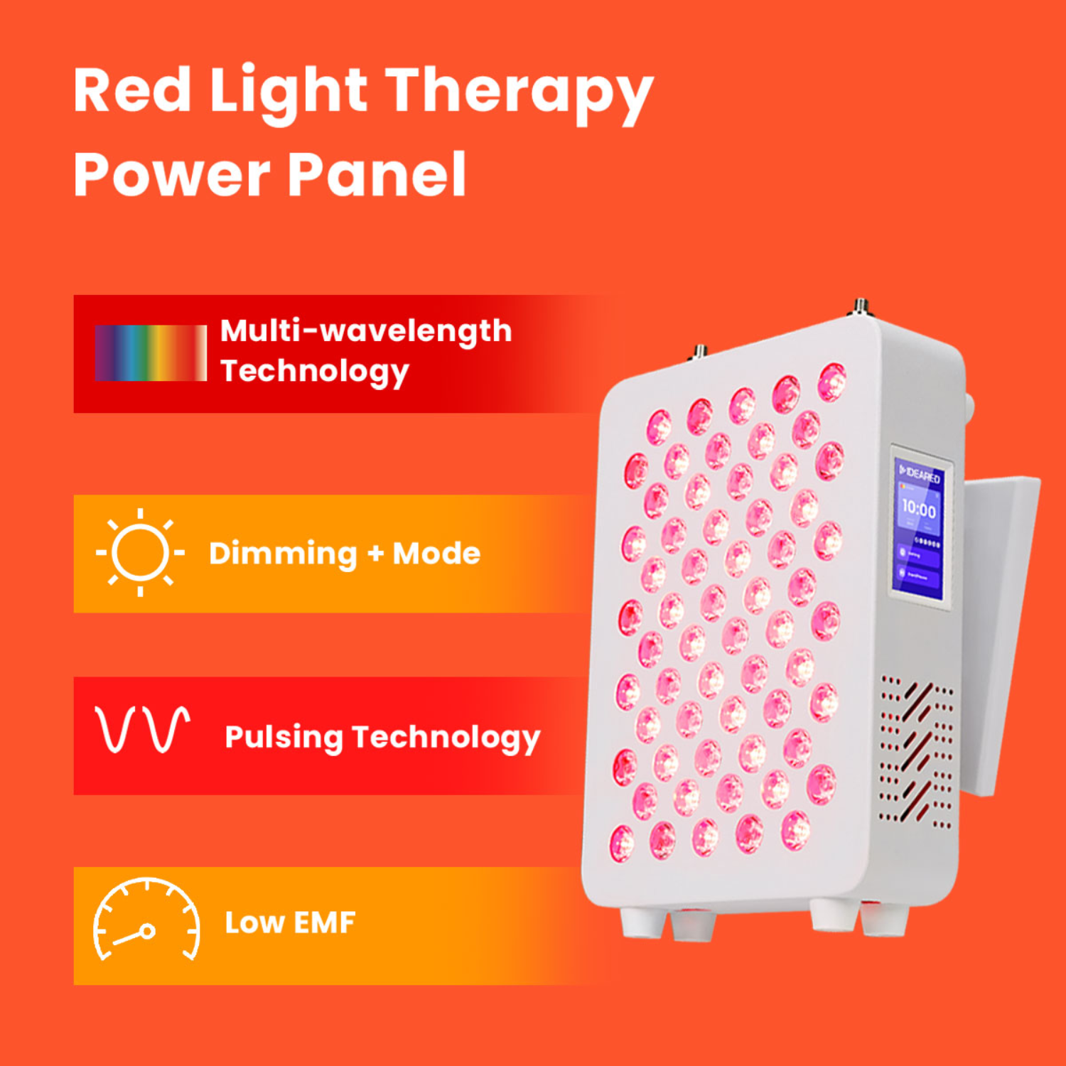 Pannello da Tavolo per Terapia con Luce Rossa Multi-Onda con Dimmerazione e Pulsazione LED Potenti per Casa | Lersk