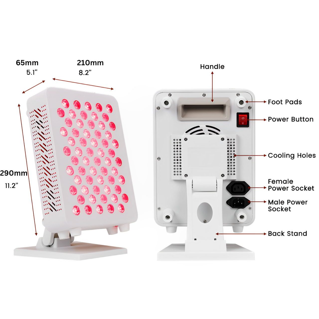 Pannello da Tavolo per Terapia con Luce Rossa Multi-Onda con Dimmerazione e Pulsazione LED Potenti per Casa | Lersk