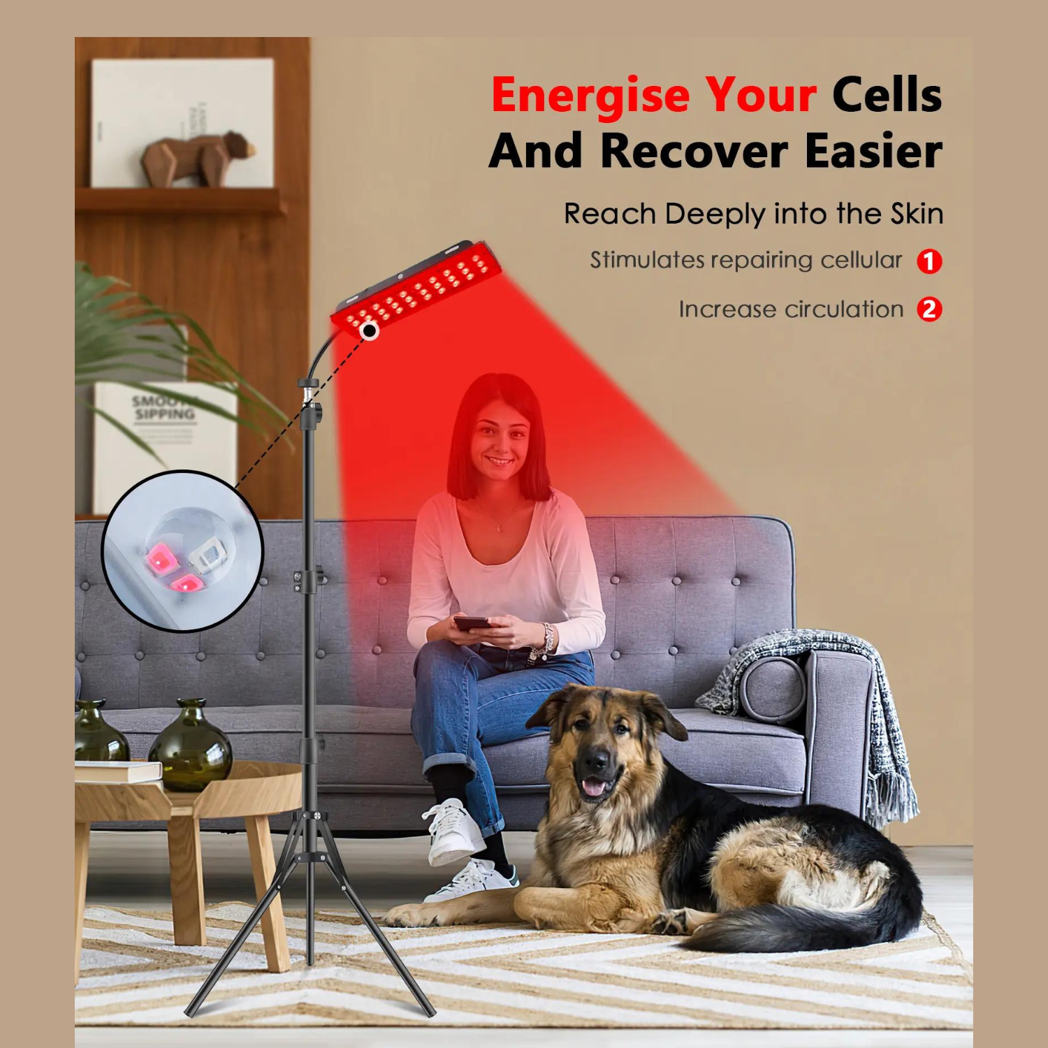 Red Light Therapy Stand 1H Medical Grade Floor Lamp For Home Pain Relief | Lersk