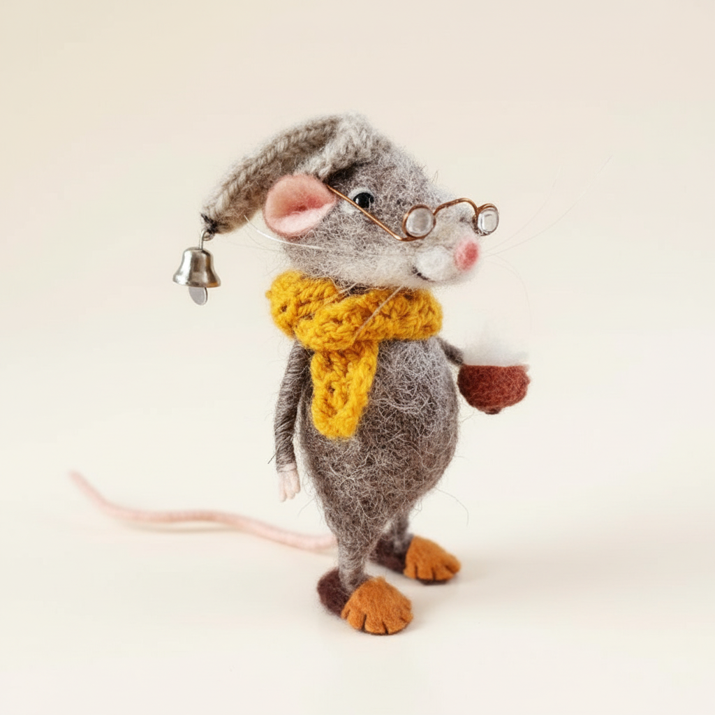 Handmade Felted Mouse Decoration With Eco Friendly Wool, Holiday Ornament And Gift | Lersk